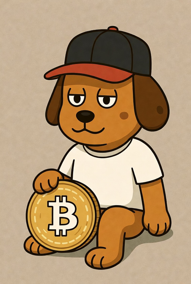 ビットコインアイコンを持つ犬
